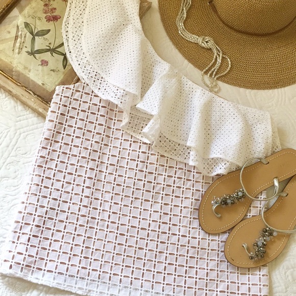 NWT J. Crew One Shoulder Eyelet Top - Picture 1 of 8